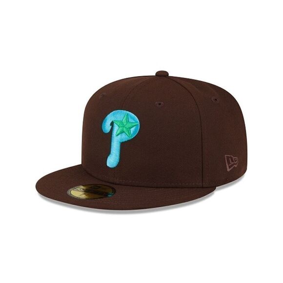 Philadelphia Phillies New Era 59FIFTY Fitted Hat Brown Mint Size 8 - Picture 3 of 7